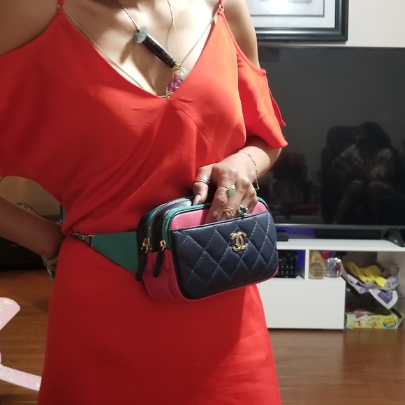 Limited Edition CHANEL Goatskin Quilted Tri-Color In & Out Waist Sling Bag - Picture 5 of 16